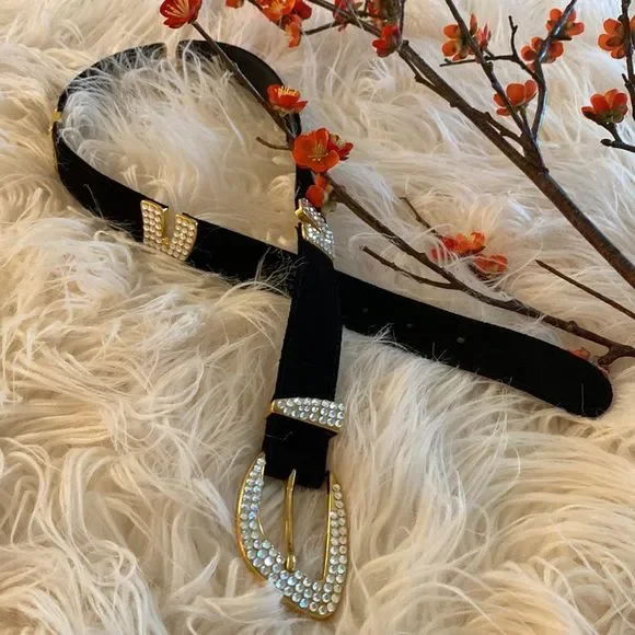 💞CACHE St.Maarten💞velvet/crystal belt